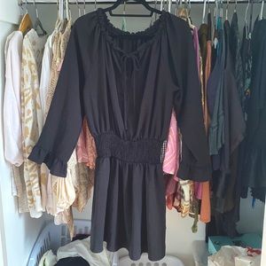 Black Smocked Waist Dress